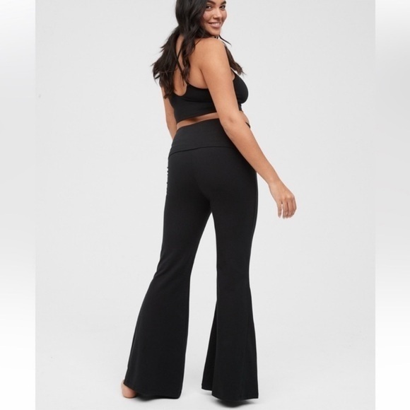NWOT Aerie OG Foldover Super Flare Leggings Black High Rise XSMALL SHORT Retro - Picture 4 of 15